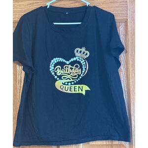 Women's Unbranded Birthday Queen Short Sleeve Tee XL Black Gold